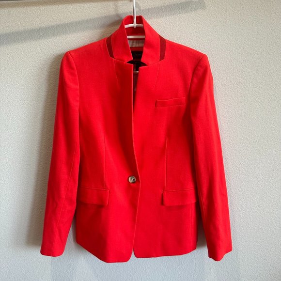 J. Crew Jackets & Blazers - J.Crew Red Wool Regent Blazer Jacket Single Button Standing Collar Size 6